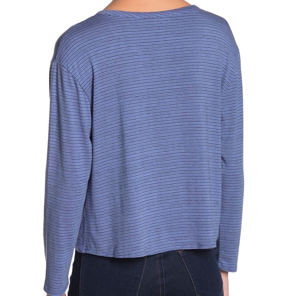 Everleigh Blue Stripe Front Button Tie front Tee - Picture 2 of 4